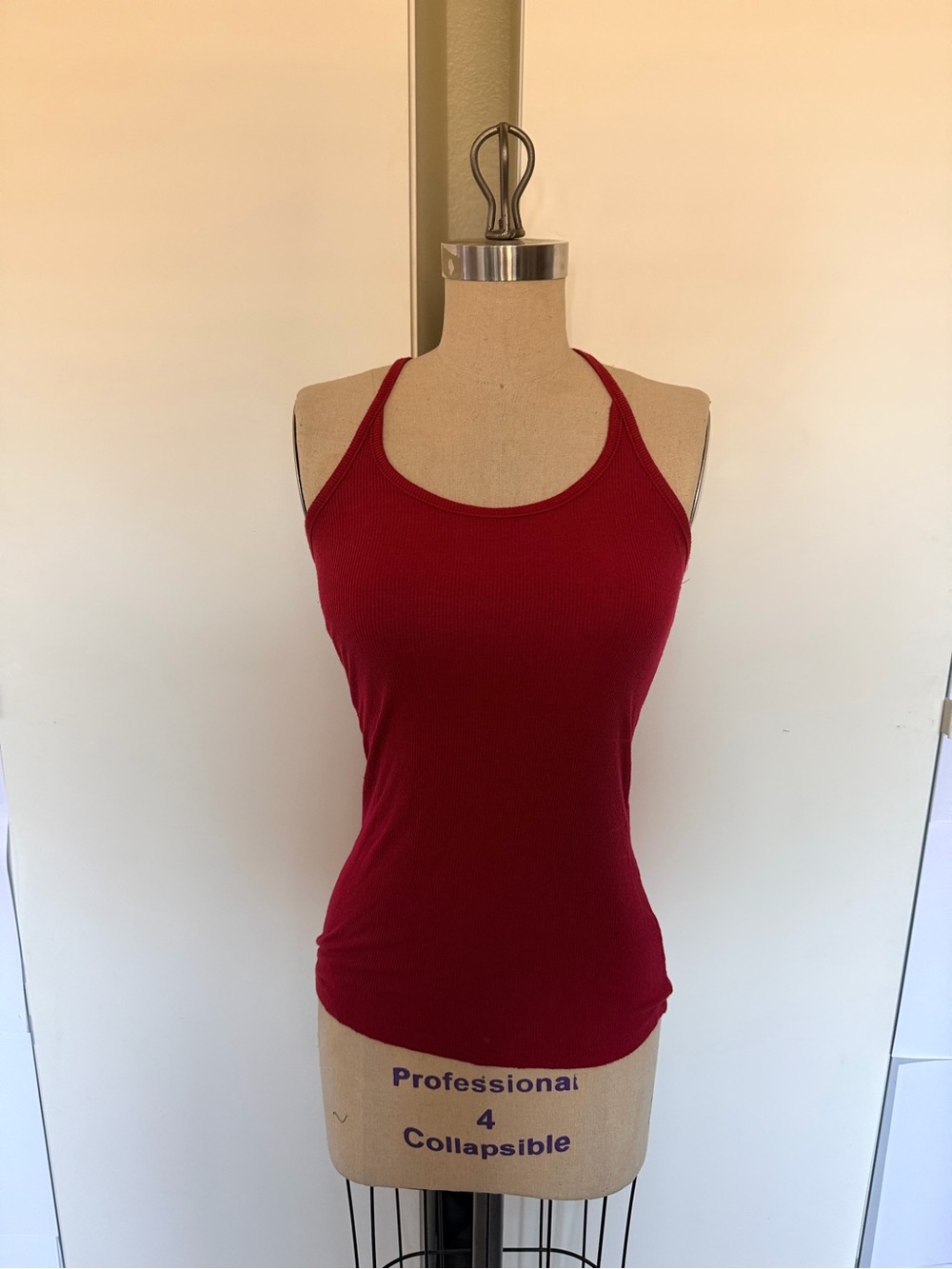 bebe Red Ribbed Racerback Tank Top